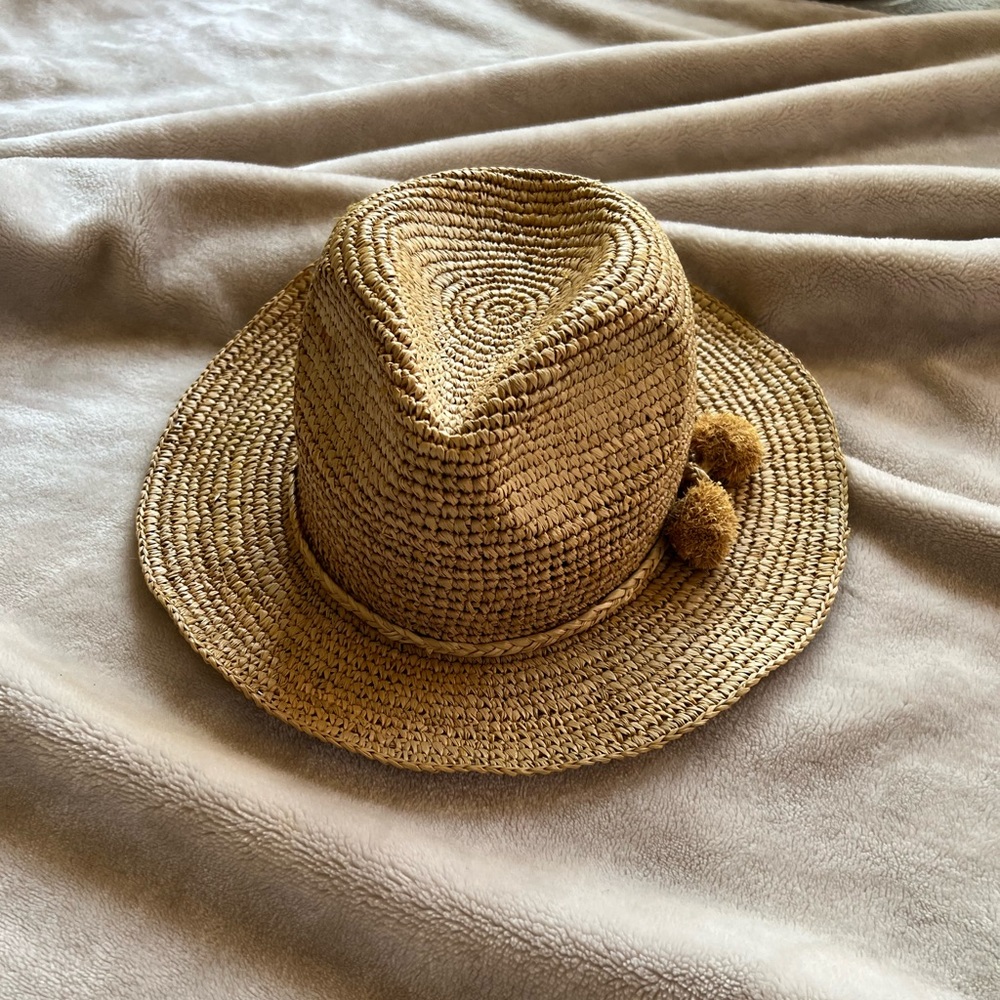 Madewell straw/raffia sun hat w pom pom detail - Picture 2 of 11